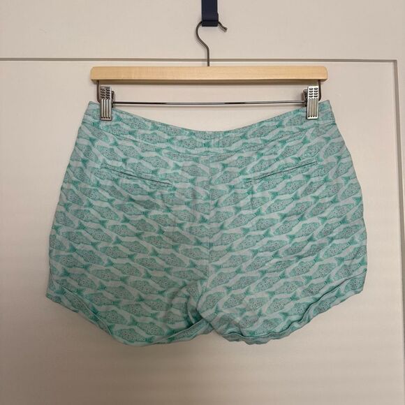 Vineyard Vines Linen Shorts 3'' Womens Sz 2 Green Fish Print Summer Beach - Picture 5 of 13